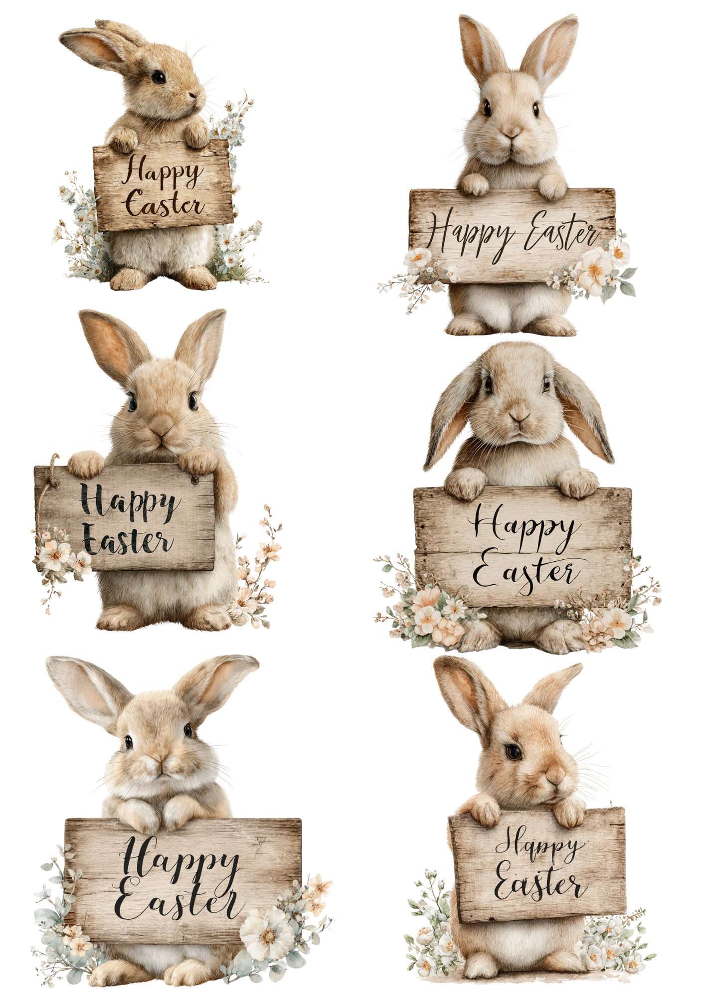 Rice Paper for Decoupage Easter Bunny Collage Cat. No. 5669