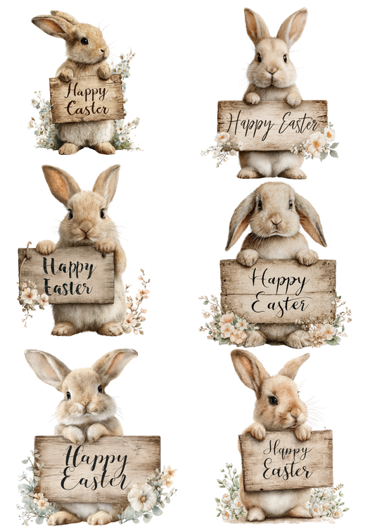 Rice Paper for Decoupage Easter Bunny Collage Cat. No. 5669