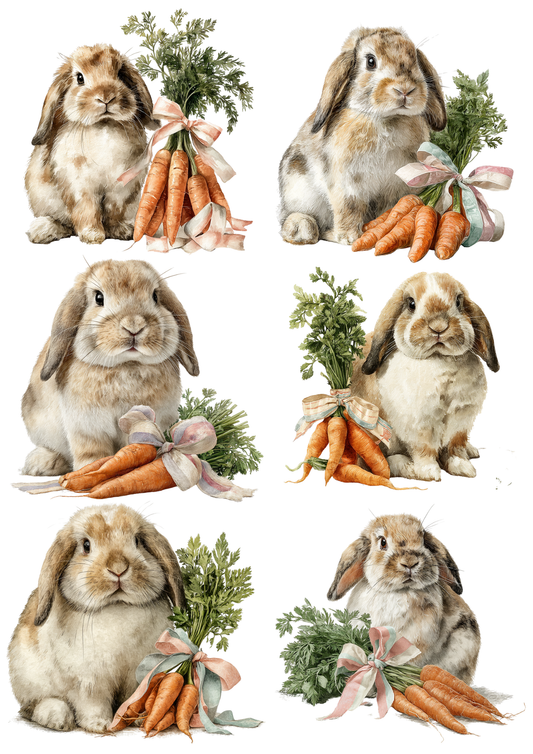 Rice Paper for Decoupage Easter Bunny Collage Cat. No. 5673