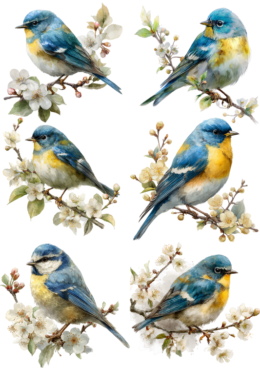 Rice Paper For Decoupage Blue Tit Collage Cat. No. 5674