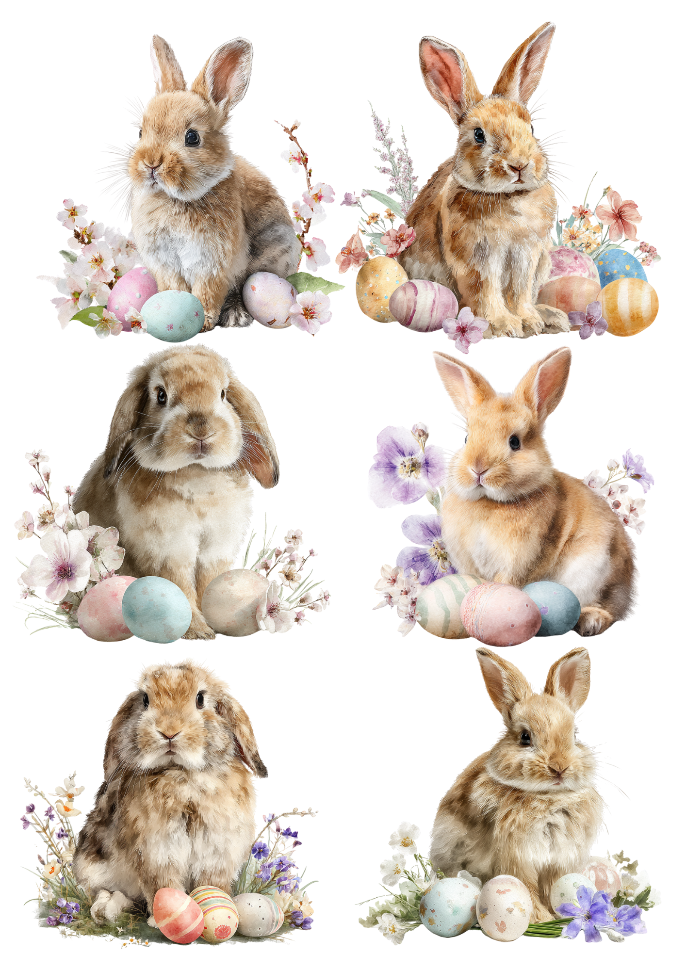 Rice Paper for Decoupage Easter Bunny with Easter Eggs Collage Cat. No. 5677