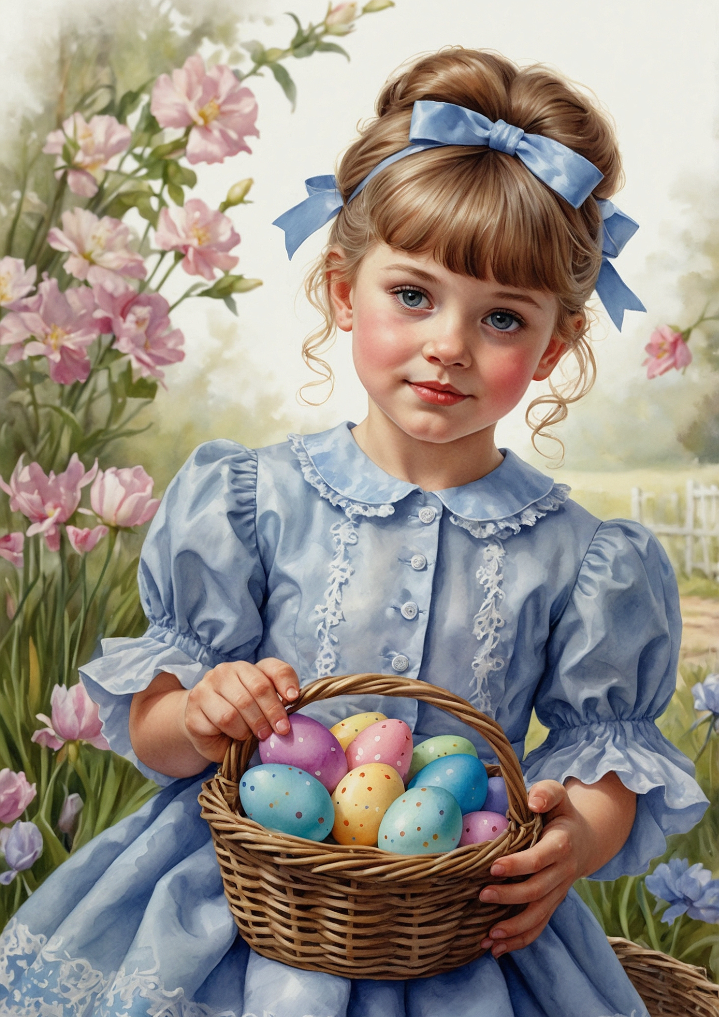 Rice Paper For Decoupage Girl with Easter Eggs Full Cat. No. 5680