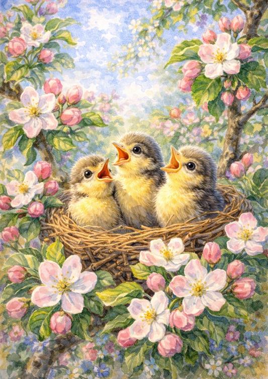 Rice Paper For Decoupage Chicks In A Nest Full Cat. No. 5701