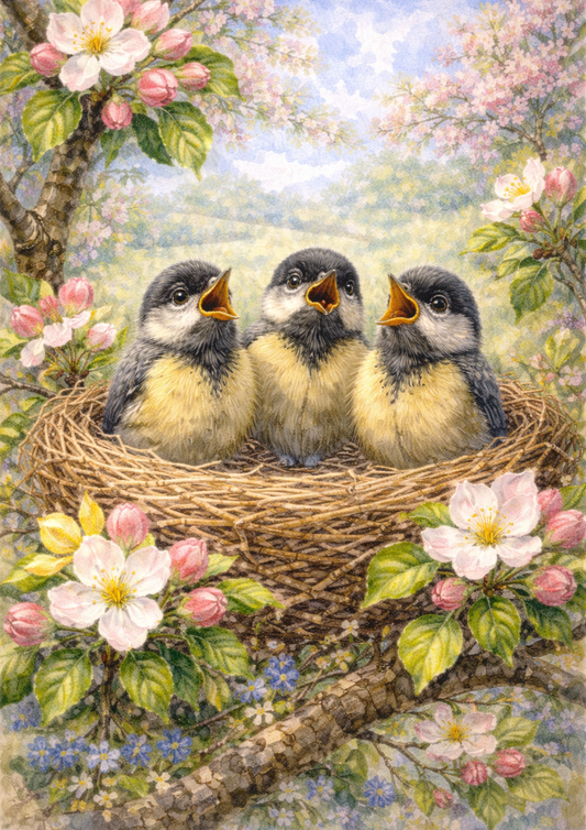Rice Paper For Decoupage Chicks In A Nest Full Cat. No. 5703