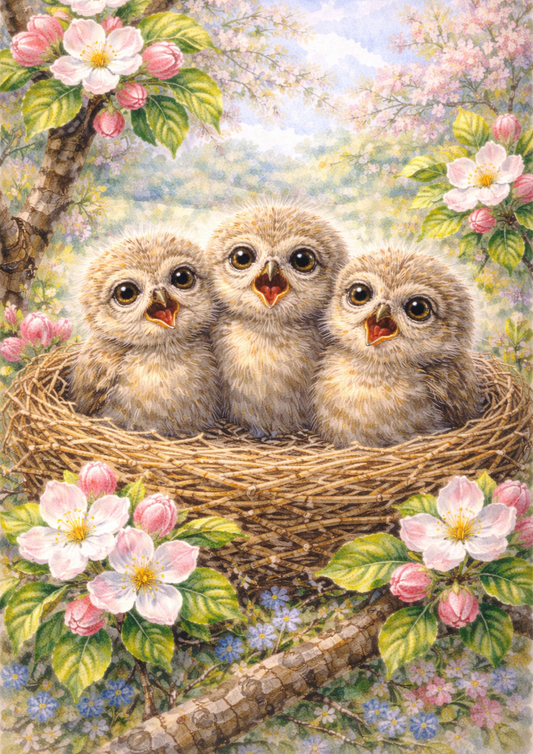 Rice Paper For Decoupage Chicks In A Nest Full Cat. No. 5704