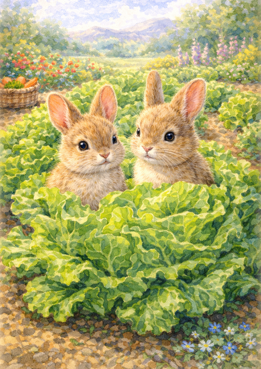 Rice Paper For Decoupage Rabbits in Cabbage Full Cat. No. 5705
