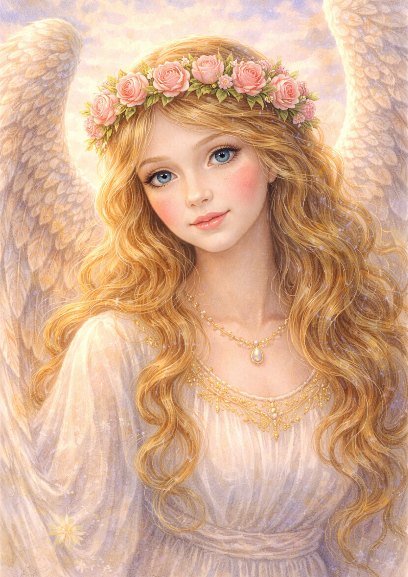 Rice Paper For Decoupage Angel in a Wreath Full Cat. No. 5708