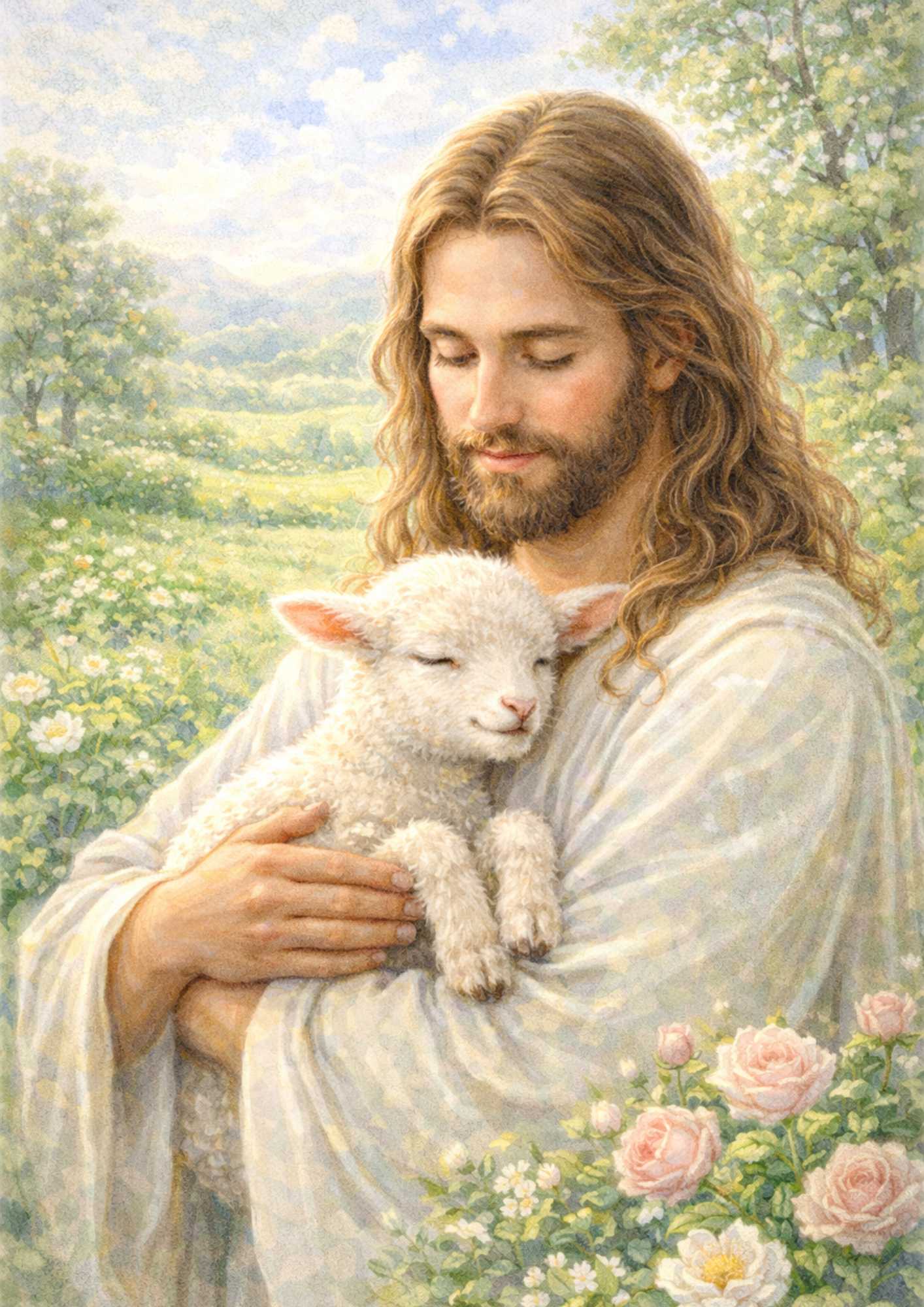 Rice Paper For Decoupage Jesus With Lamb Full Cat. No. 5709