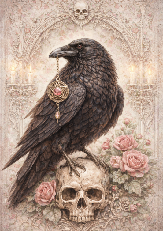 Rice Paper For Decoupage Gothic Raven With Talisman Full Cat. No. 5734