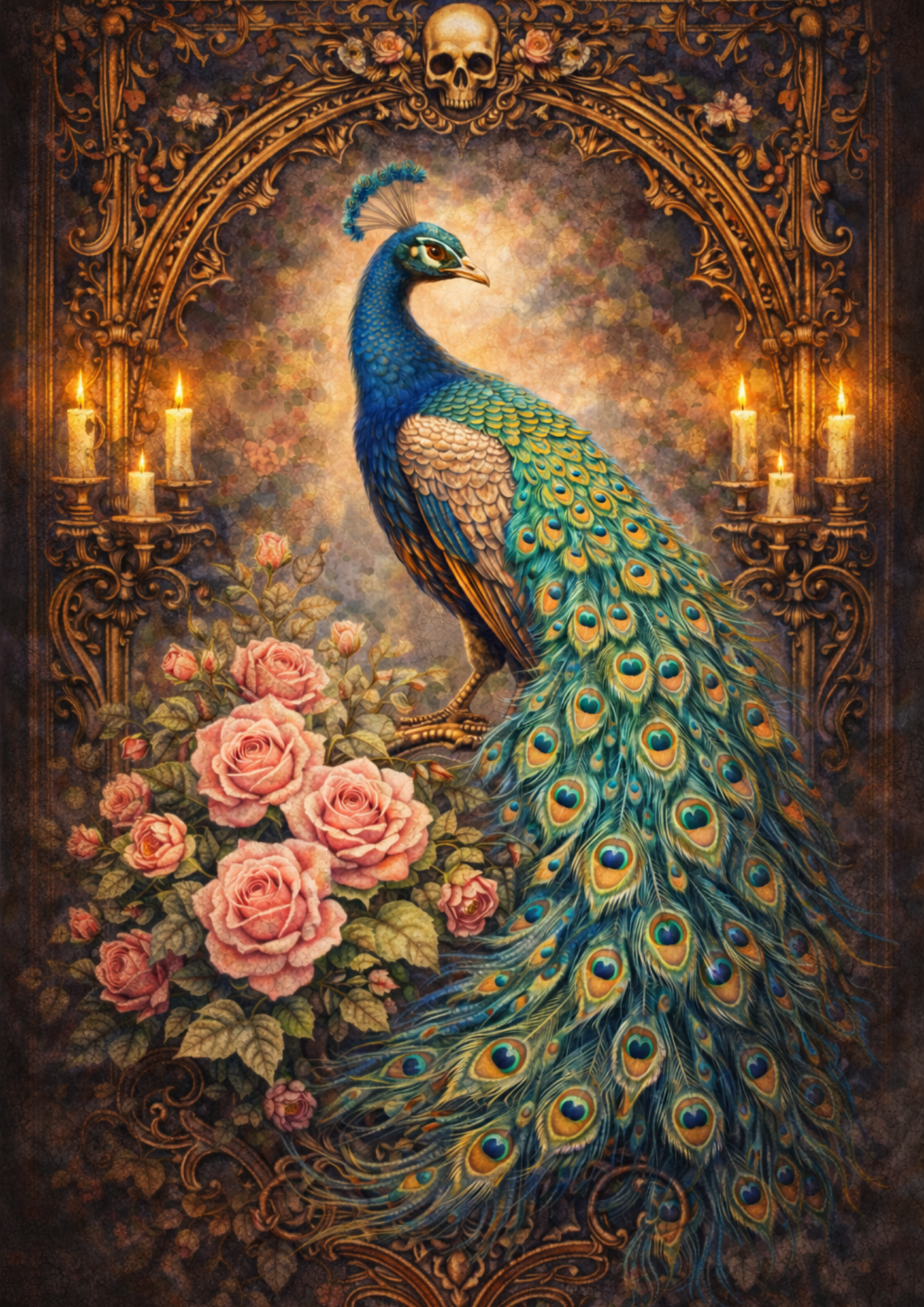 Rice Paper For Decoupage Gothic Peacock With Talisman Full Cat. No. 5735