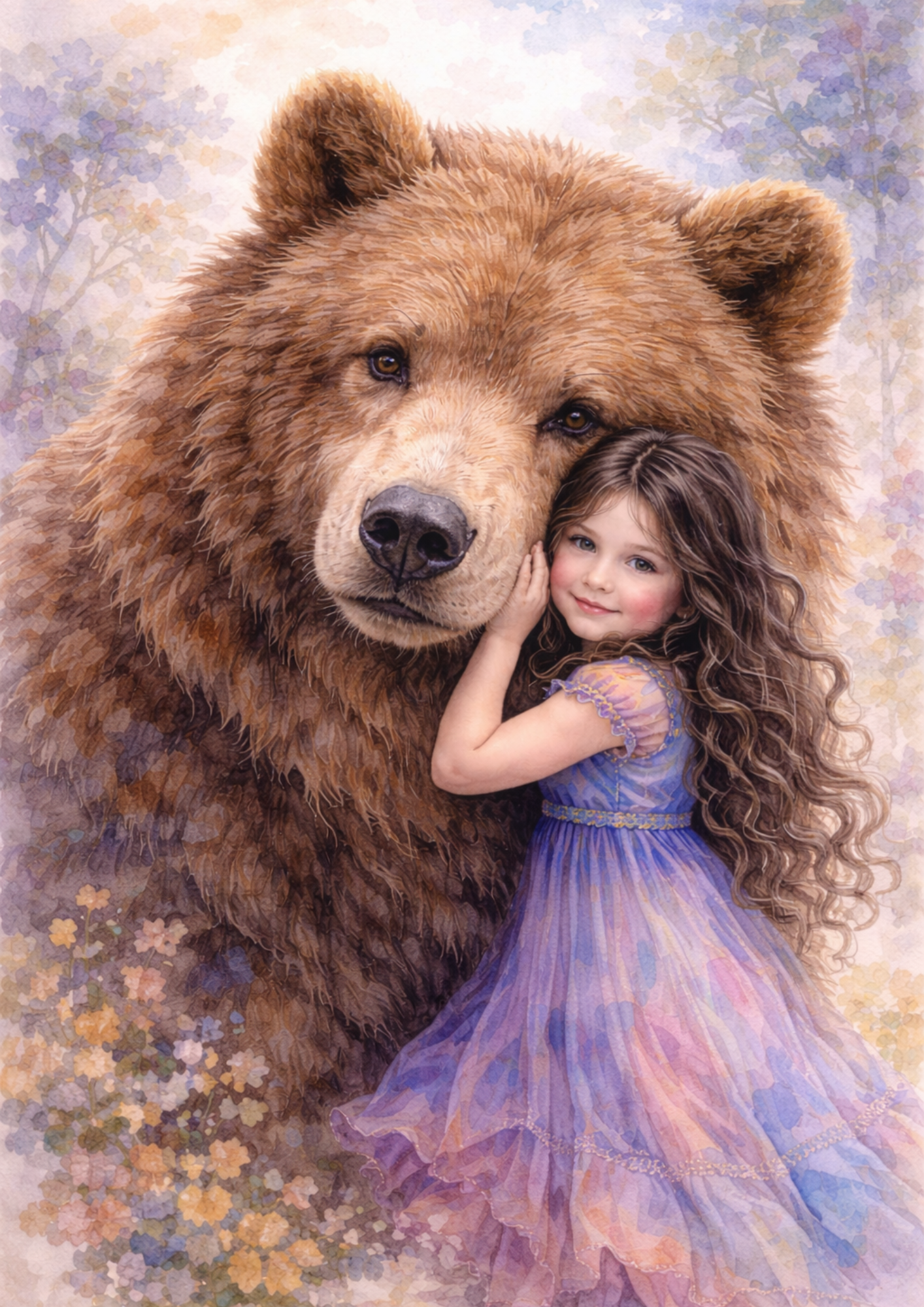 Rice Paper For Decoupage Girl and Bear Full Cat. No. 5752