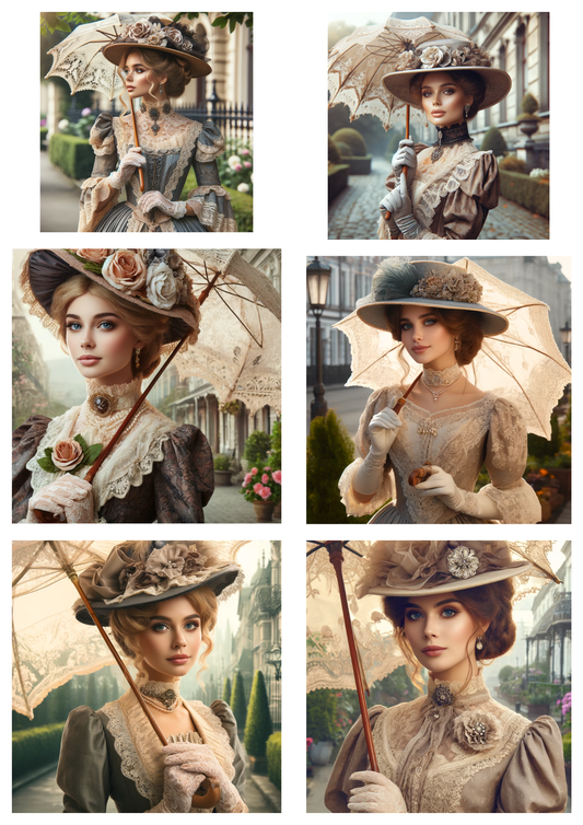 Rice Paper for Decoupage Victorian Woman Collage Cat. No. 5796