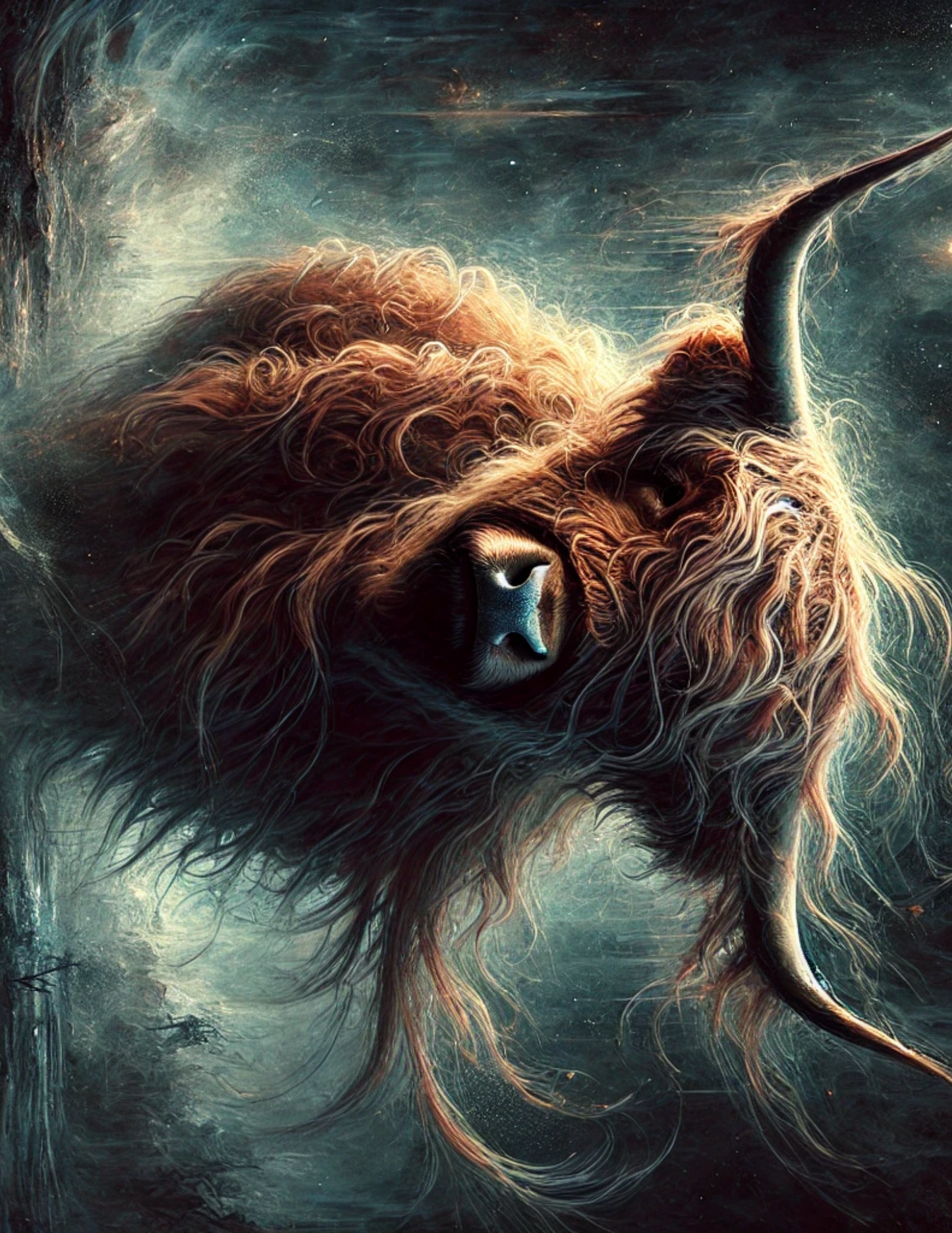 Rice Paper Decoupage Surreal Highland Cow Horizontal Full Cat. No. 4660