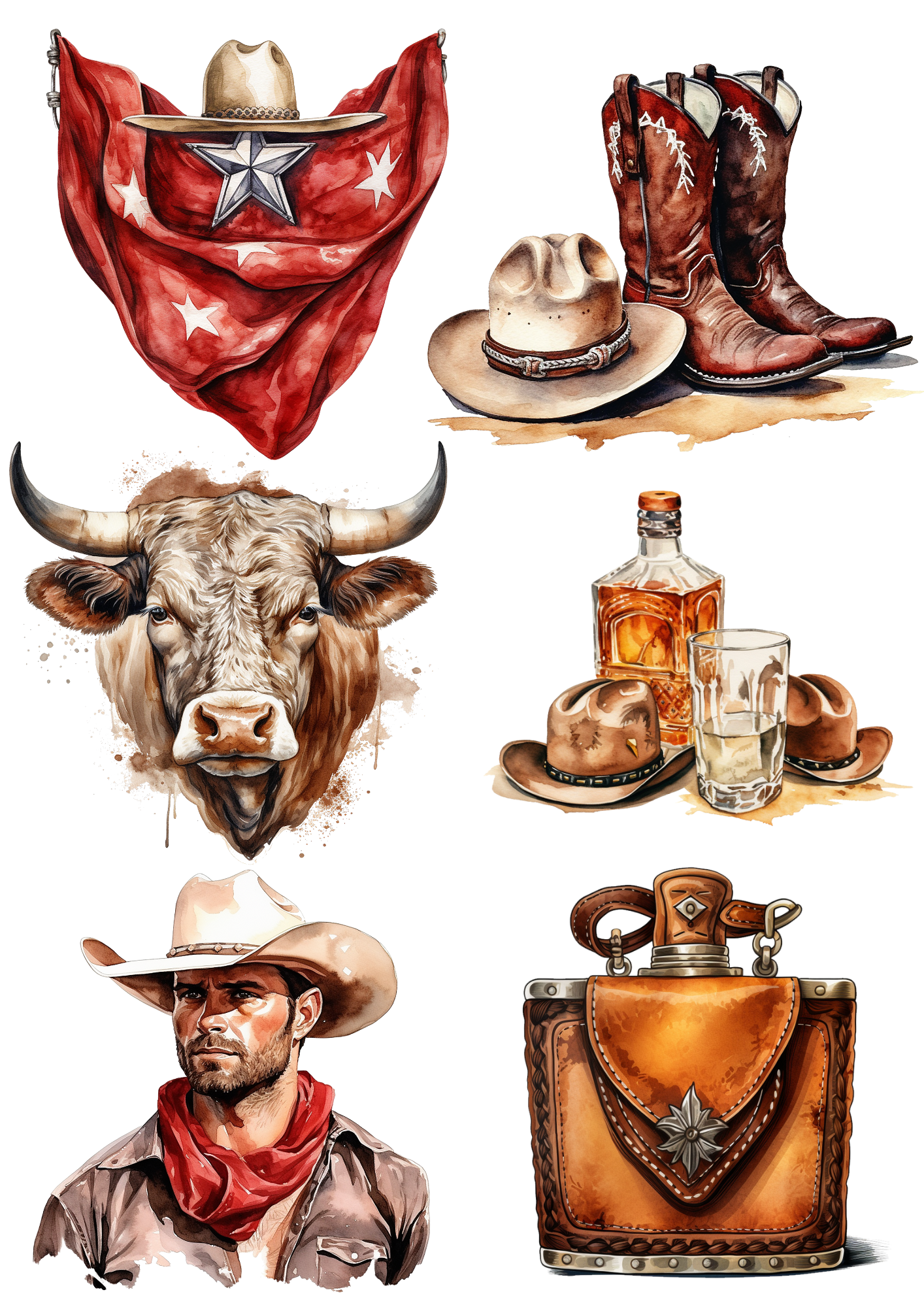 Rice Paper For Decoupage Attributes Wild West Collage Cat. No. 8317