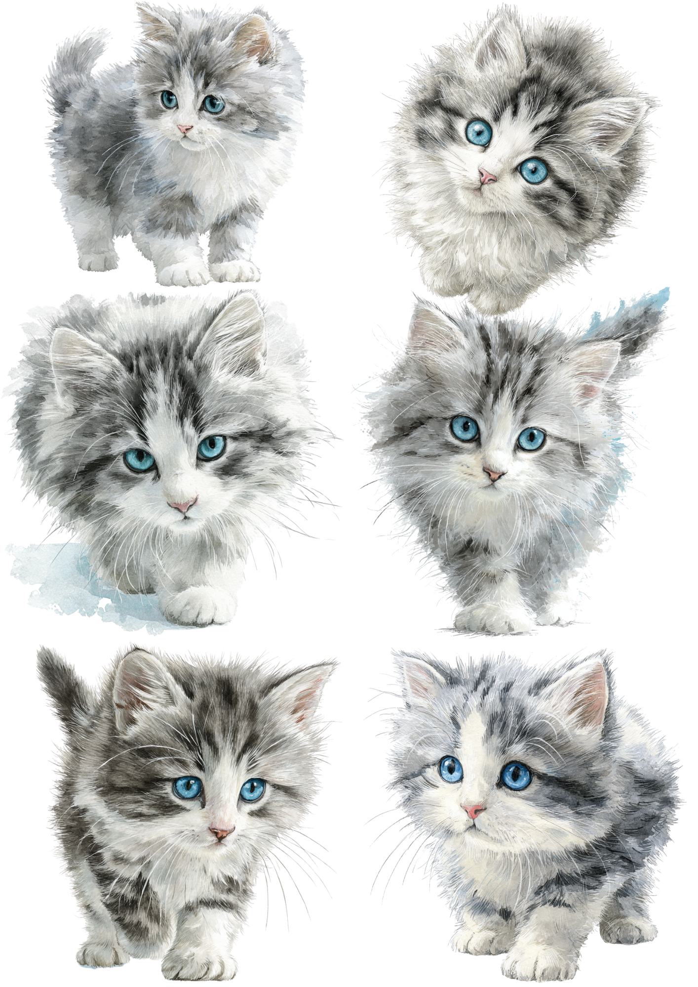 Rice Paper For Decoupage Little Kitten Collage Cat. No. 8332