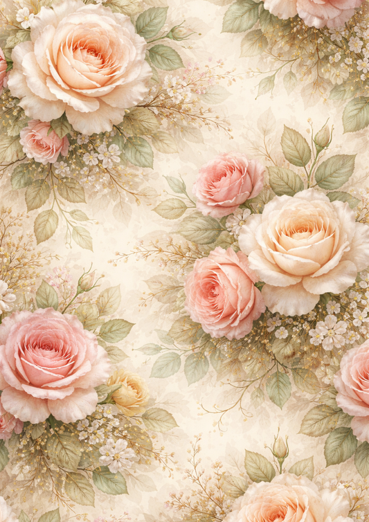 Reispapier für Decoupage, Blumenhintergrund, vollständig, Kat. Nr. 4809