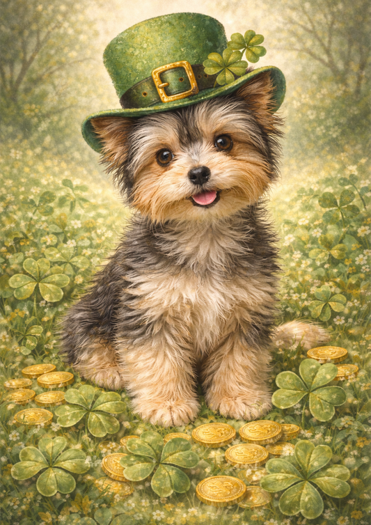 Rice Paper For Decoupage St. Patrick's Day Dog in a Hat Full Cat. No. 8340