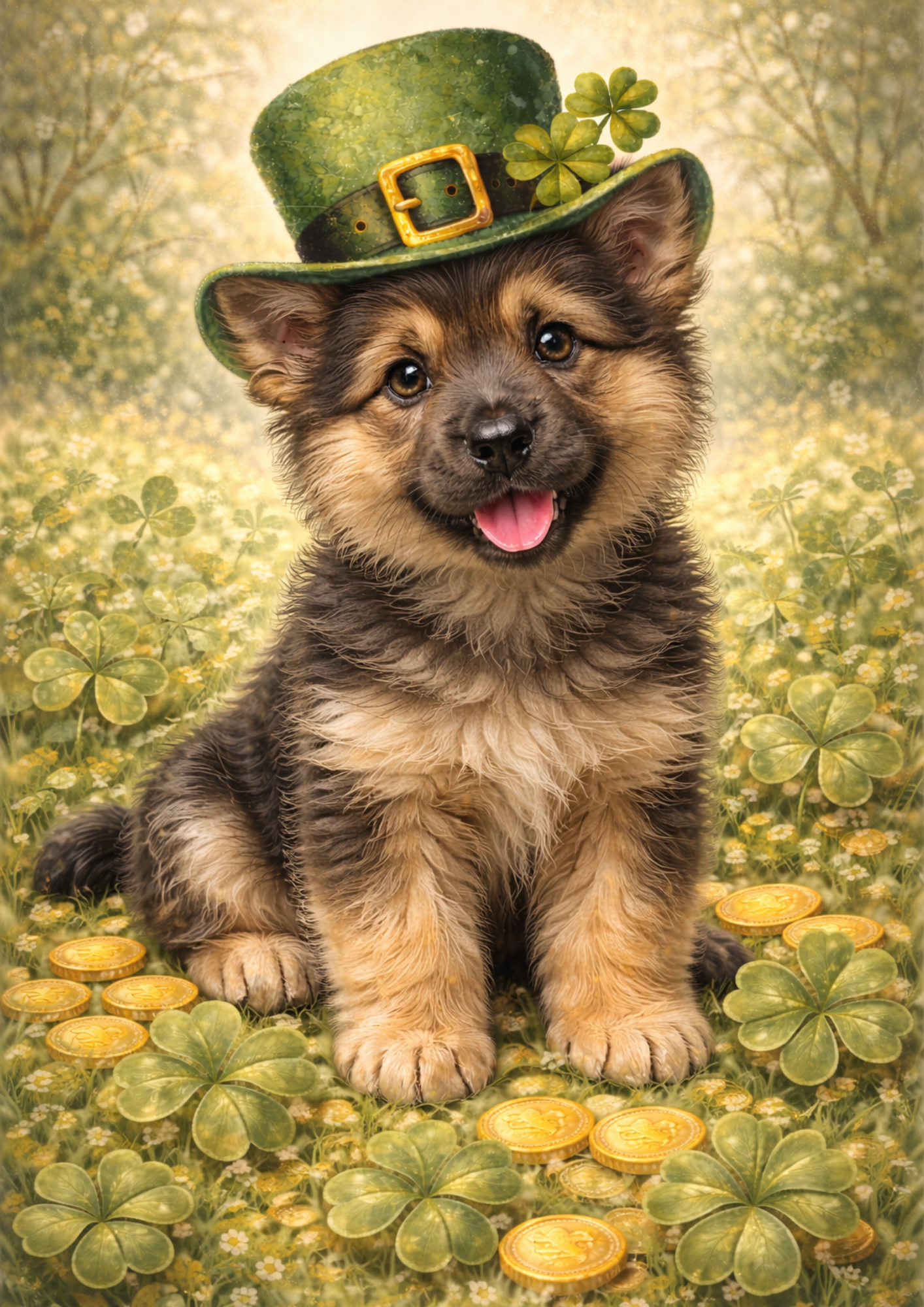 Rice Paper For Decoupage St. Patrick's Day Dog in a Hat Full Cat. No. 8343