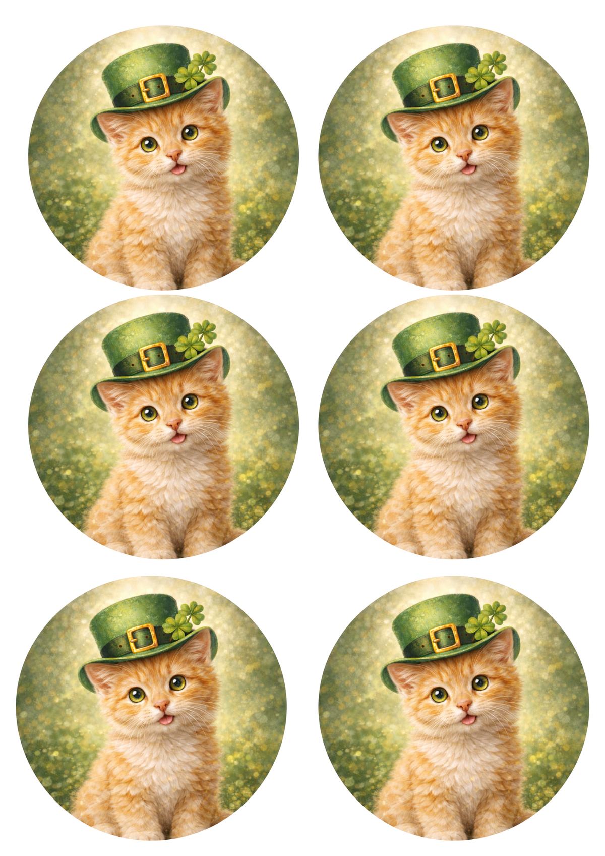 Rice Paper for Decoupage St. Patrick's Day Cat in a Hat with Rings Col ...