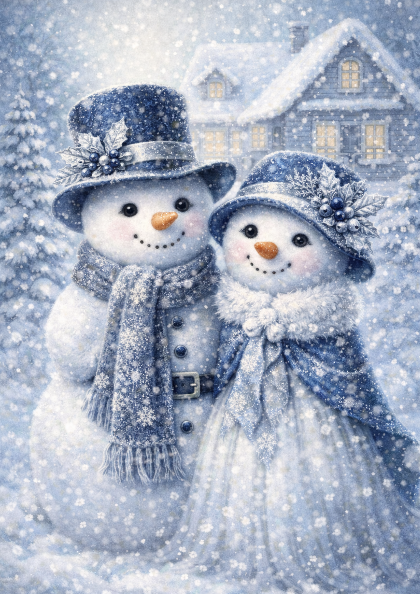 Rice Paper For Decoupage Pair of Snowmen Full Cat. No. 8352