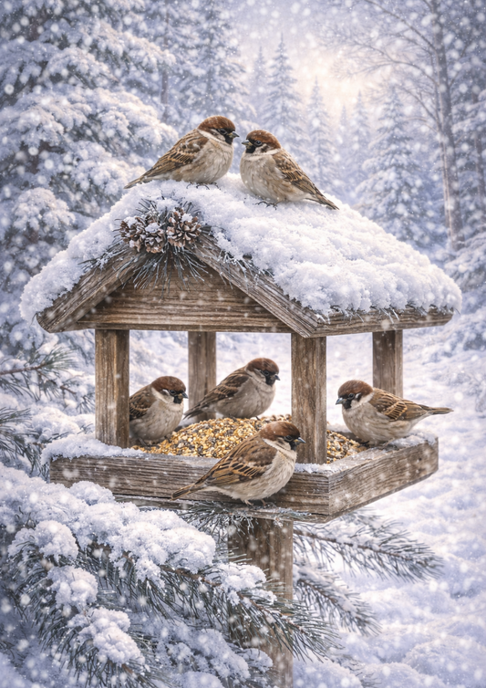 Rice Paper For Decoupage Bird Feeder In Winter Full Cat. No. 8357