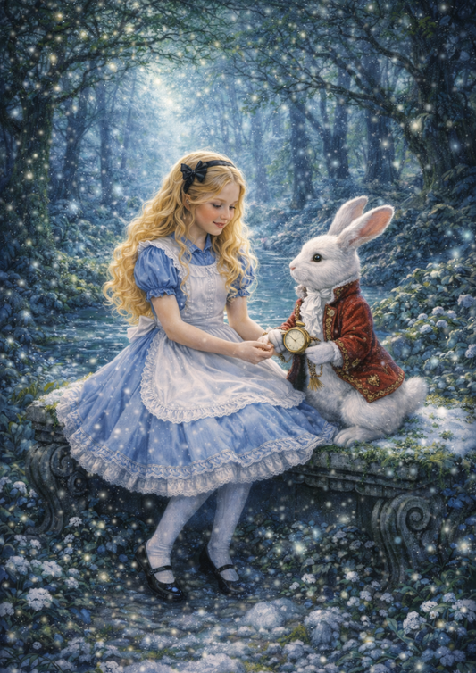 Rice Paper For Decoupage Alice in Wonderland and the White Rabbit Full Cat. No. 8368