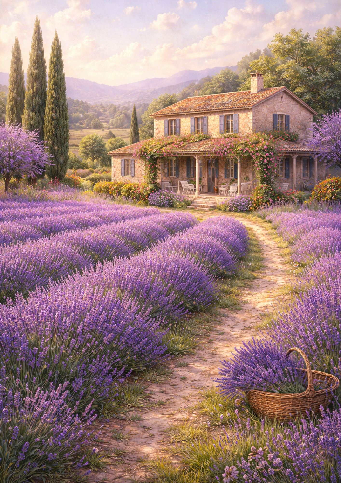 Rice Paper For Decoupage Lavender Field Full Cat. No. 8376