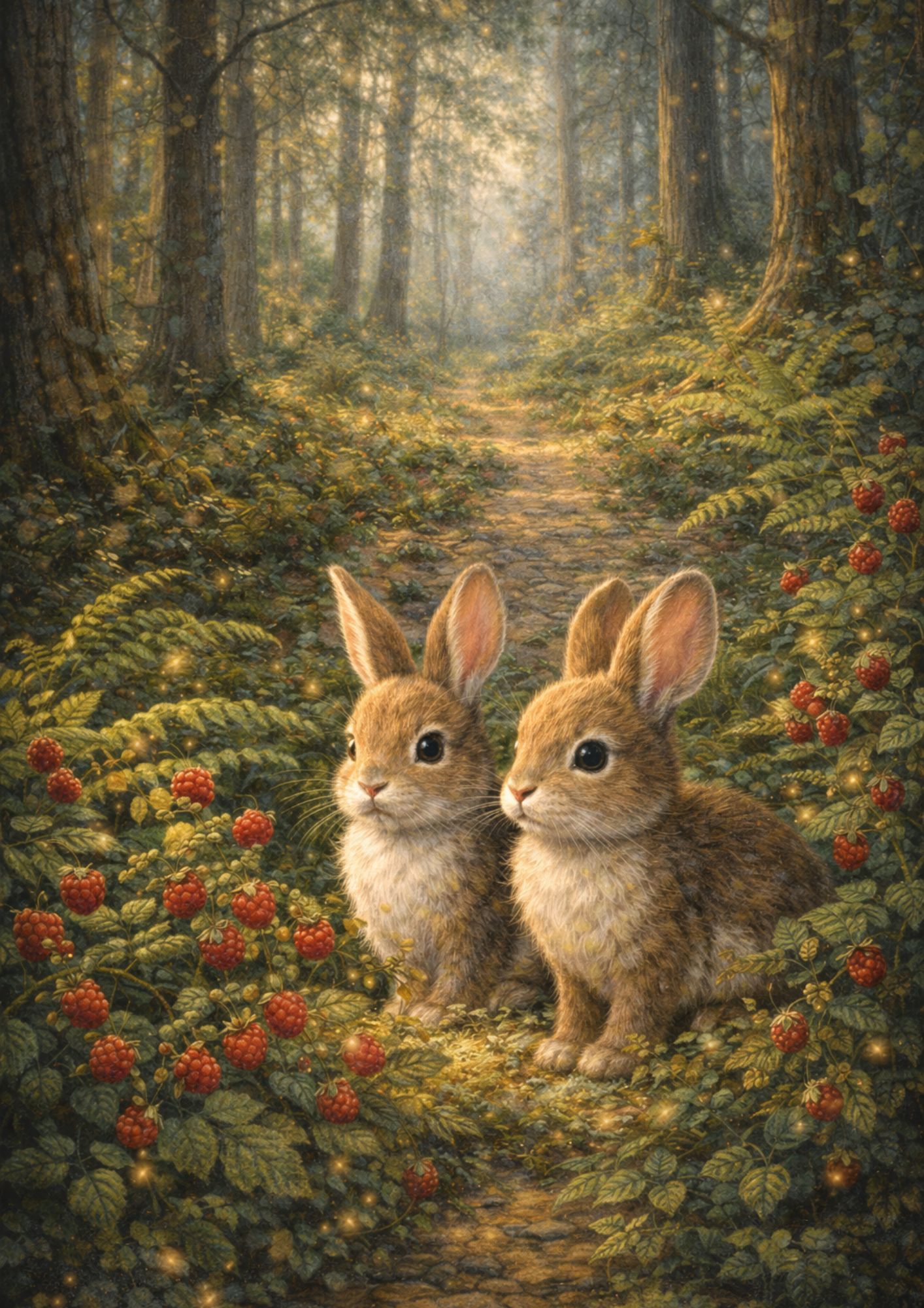 Rice Paper For Decoupage A Pair of Rabbits in the Forest Full Cat. No. 8385