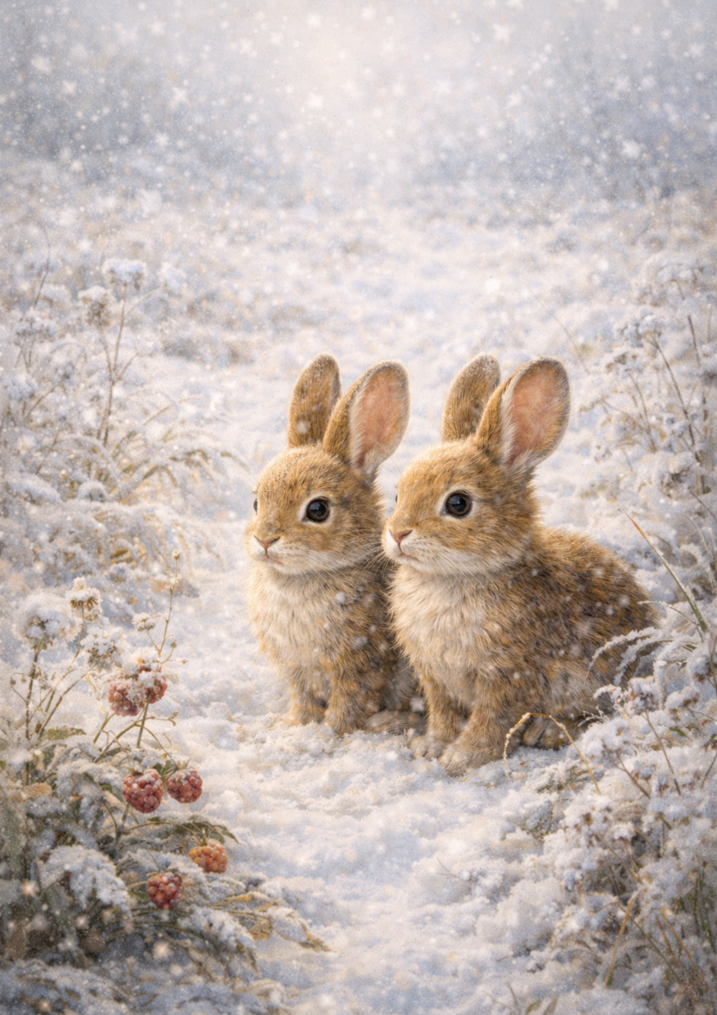 Rice Paper For Decoupage A Pair of Rabbits in the Forest Full Cat. No. 8386