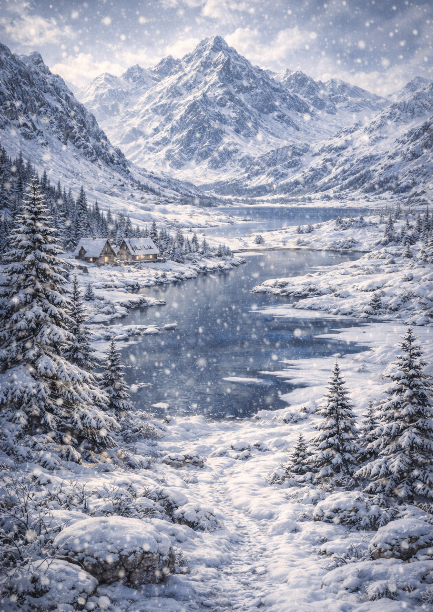 Rice Paper For Decoupage Mountains in Winter Full Cat. No. 8389