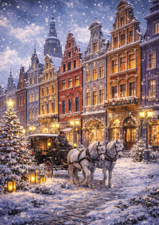 Rice Paper For Decoupage Christmas Street in Winter Full Cat. No. 8391