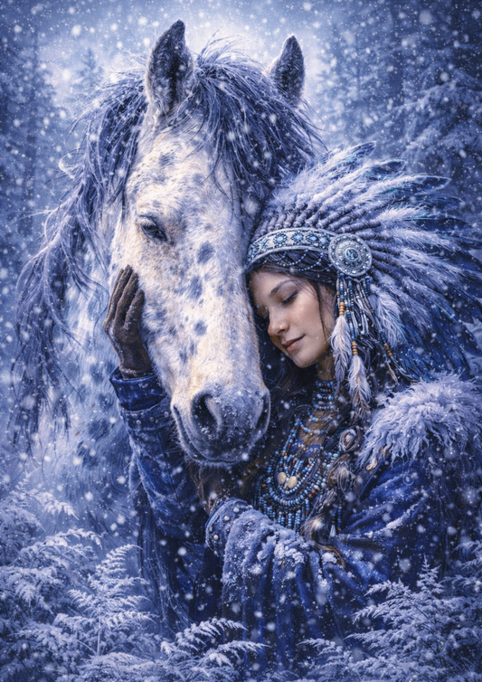 Rice Paper For Decoupage Indian Woman With Horse Winter Full Cat. No. 8393