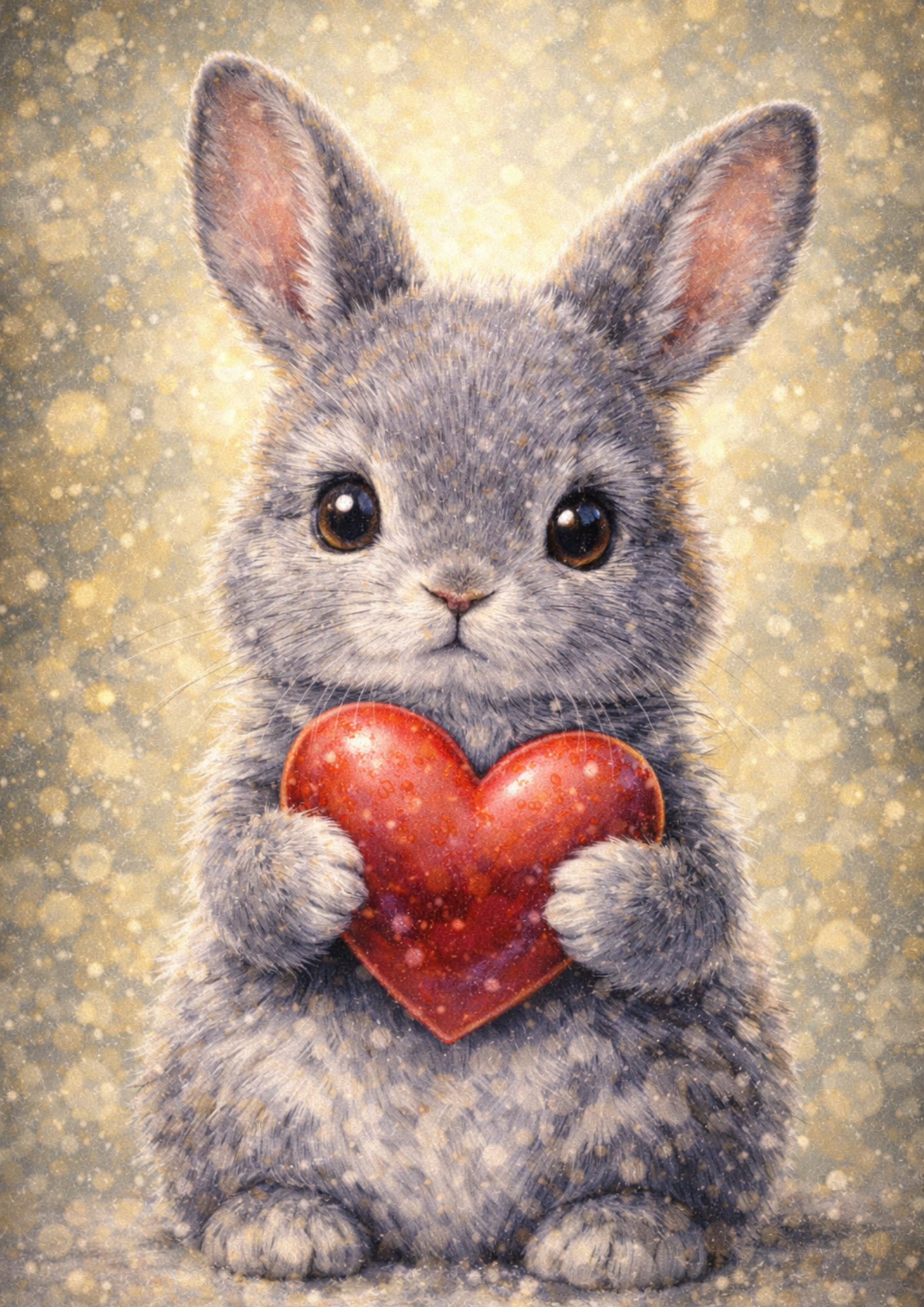 Rice Paper For Decoupage Bunny Holding a Heart Full Cat. No. 8396
