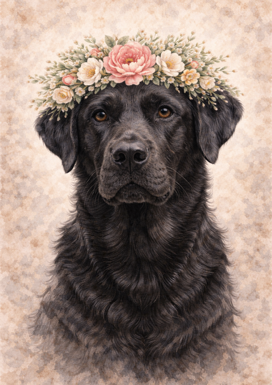 Rice Paper For Decoupage Labrador In A Wreath Full Cat. No. 8422
