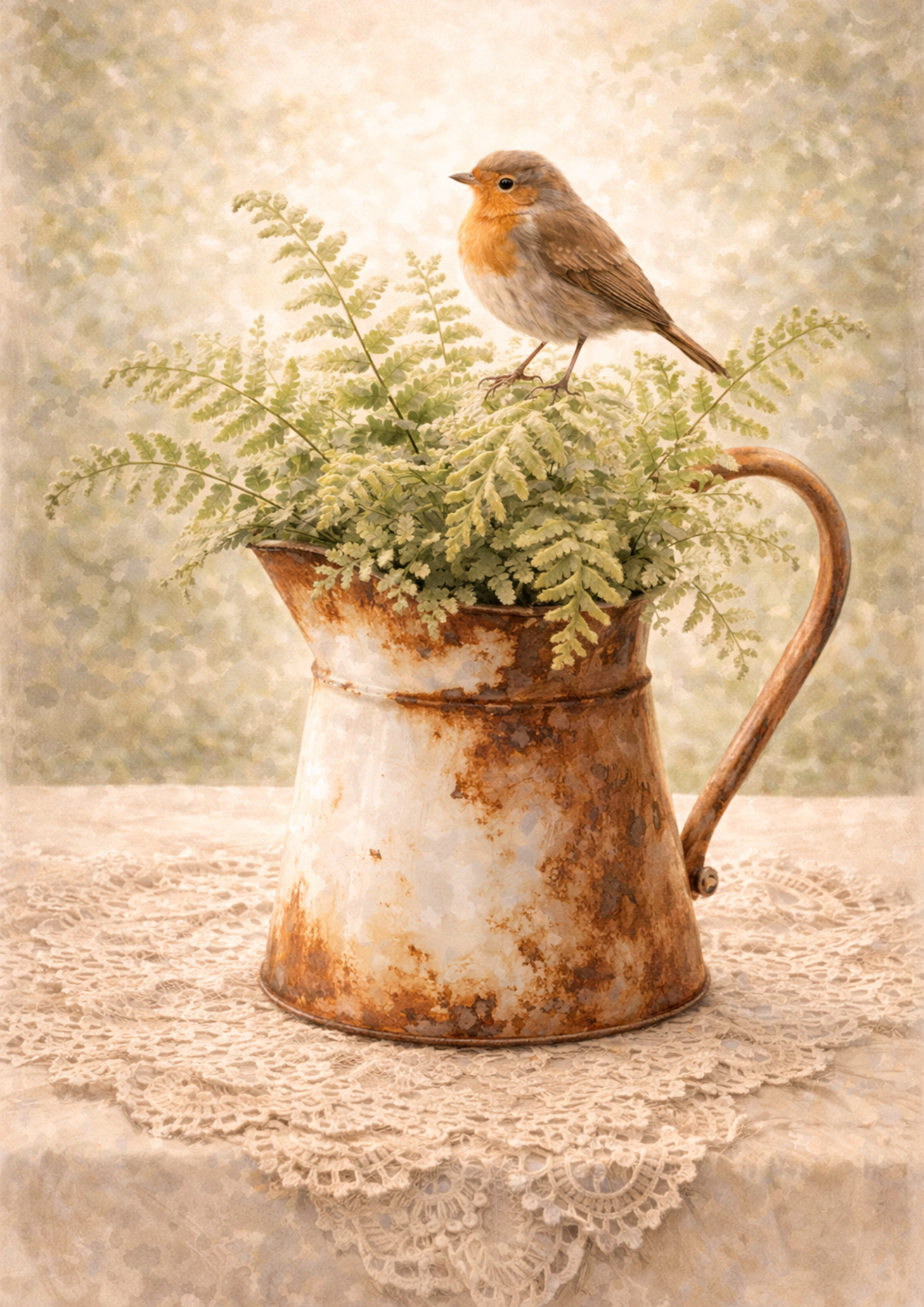 Rice Paper For Decoupage Red Robin On Flowers Full Cat. No. 8434