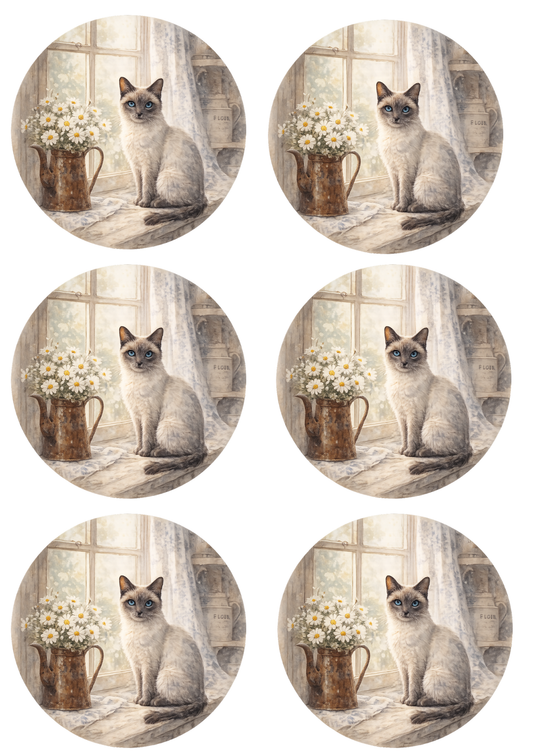 Rice Paper For Decoupage Cat On The Windowsill Collage Cat. No. 8449