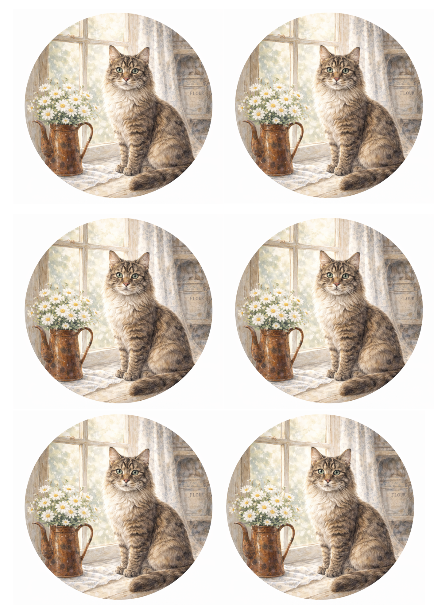 Rice Paper For Decoupage Cat On The Windowsill Collage Cat. No. 8450