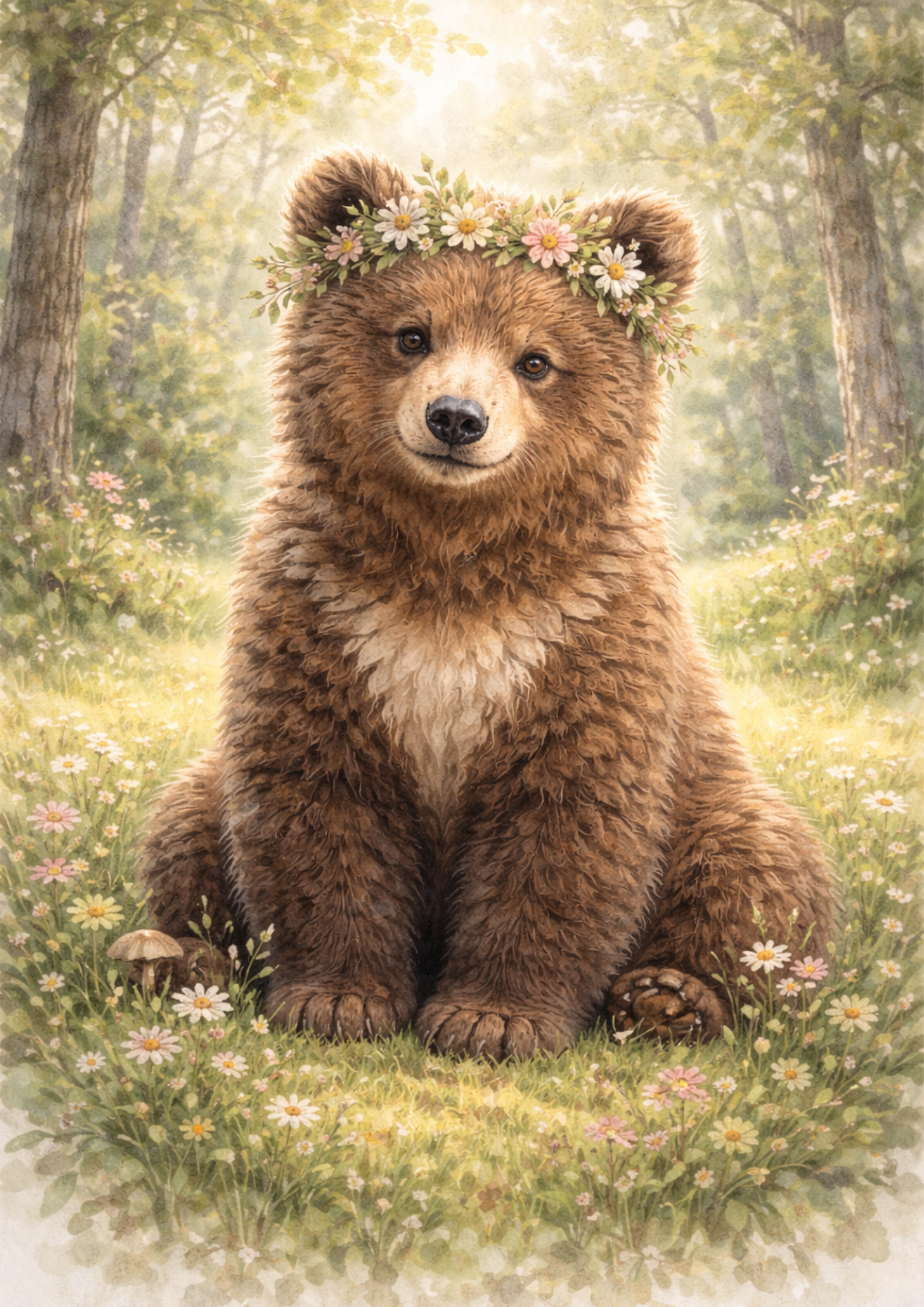 Rice Paper For Decoupage Little Bear In A Wreath Full Cat. No. 8453