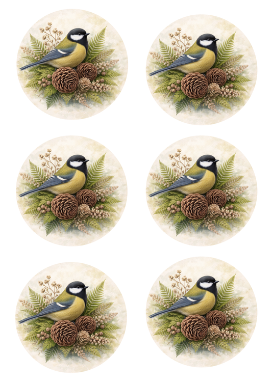 Rice Paper For Decoupage Titmouse on a Decoration Collage Cat. No. 8454