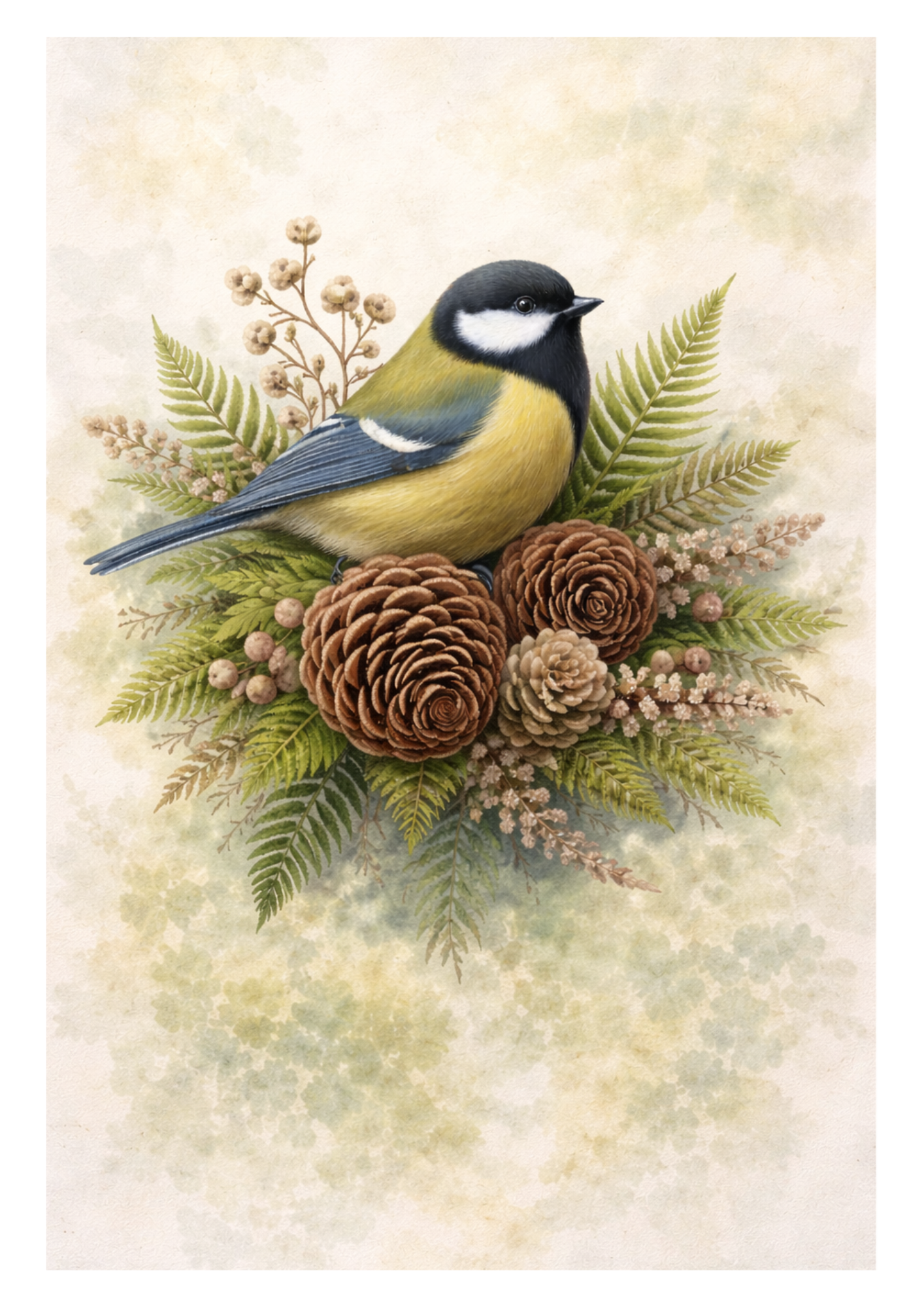 Rice Paper For Decoupage Titmouse on a Decoration Full Cat. No. 8455