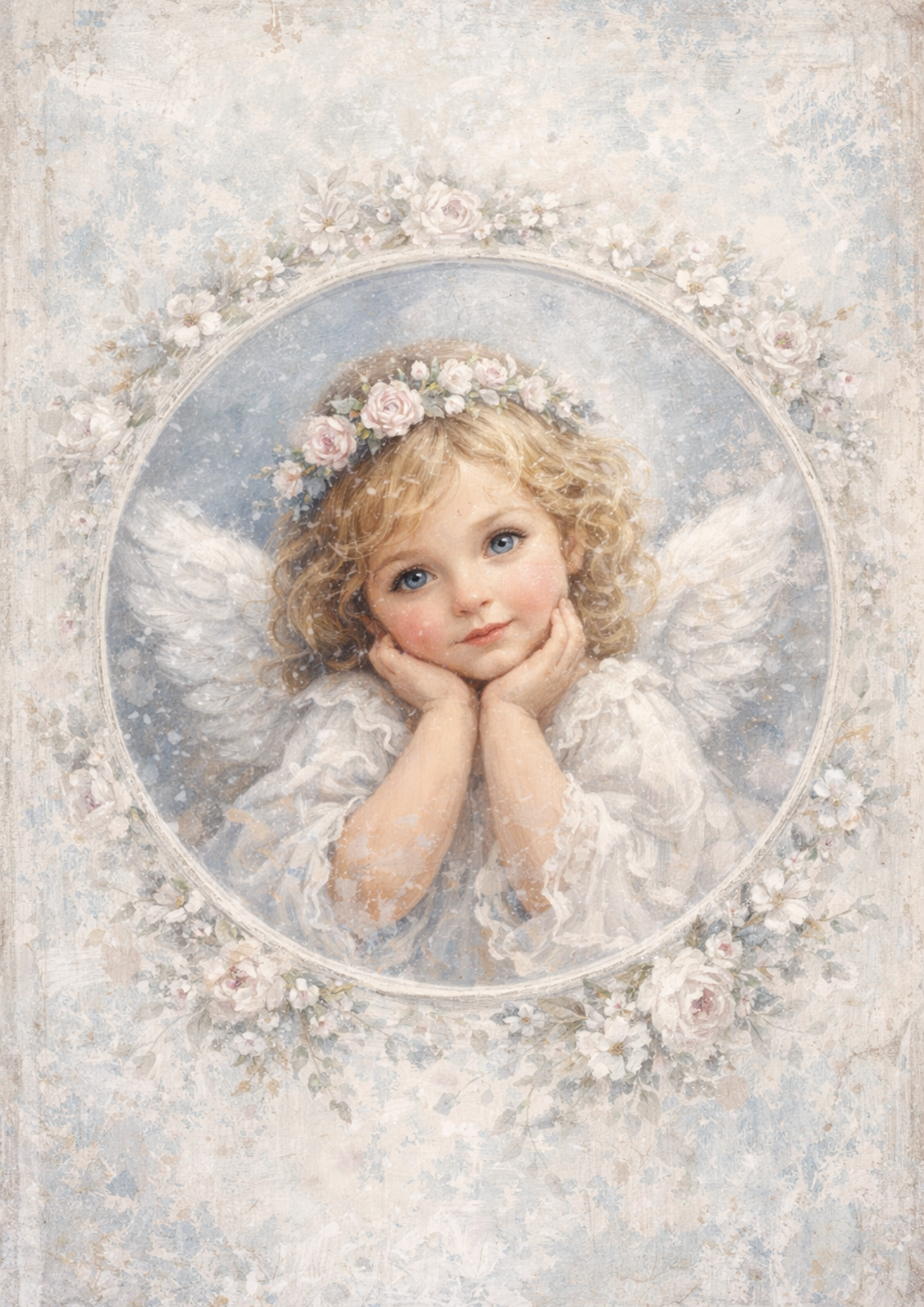 Rice Paper For Decoupage Little Angel In A Wreath Full Cat. No. 8457