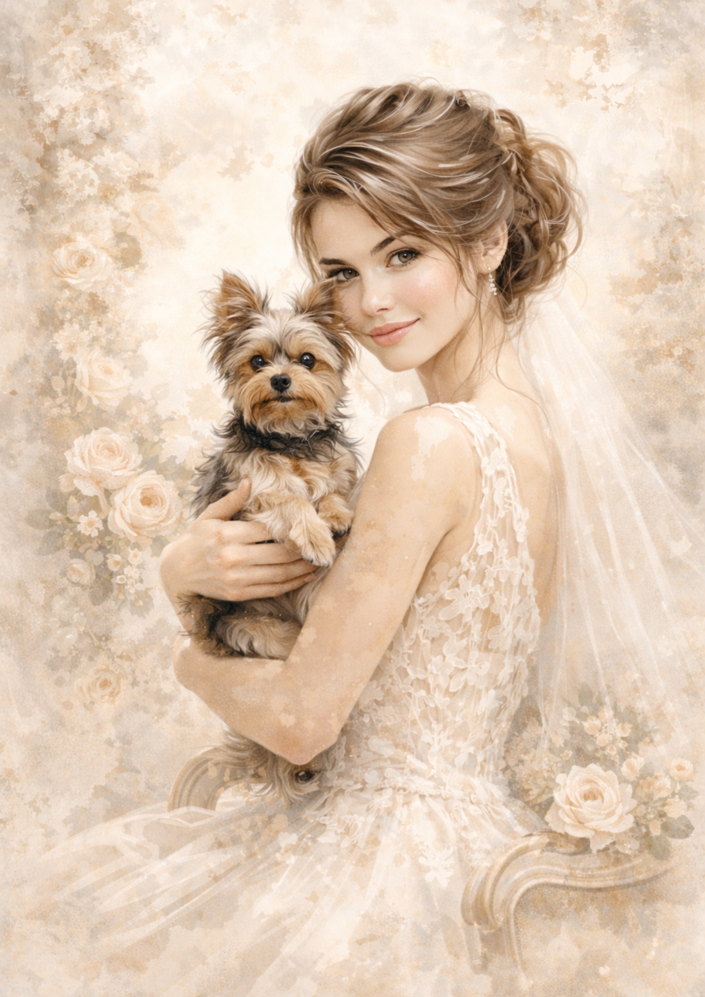 Rice Paper For Decoupage Bride With Dog Full Cat. No. 8461