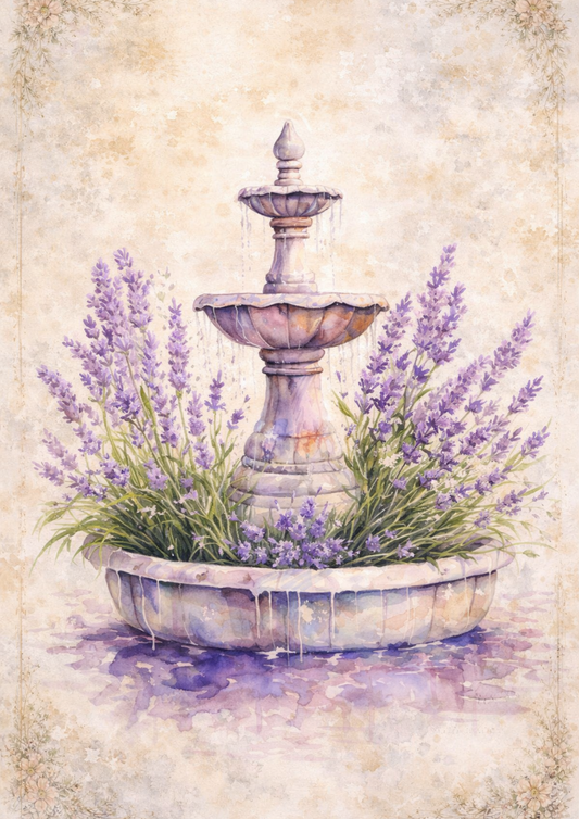 Rice Paper For Decoupage Lavender in the Fountain Full Cat. No. 8471