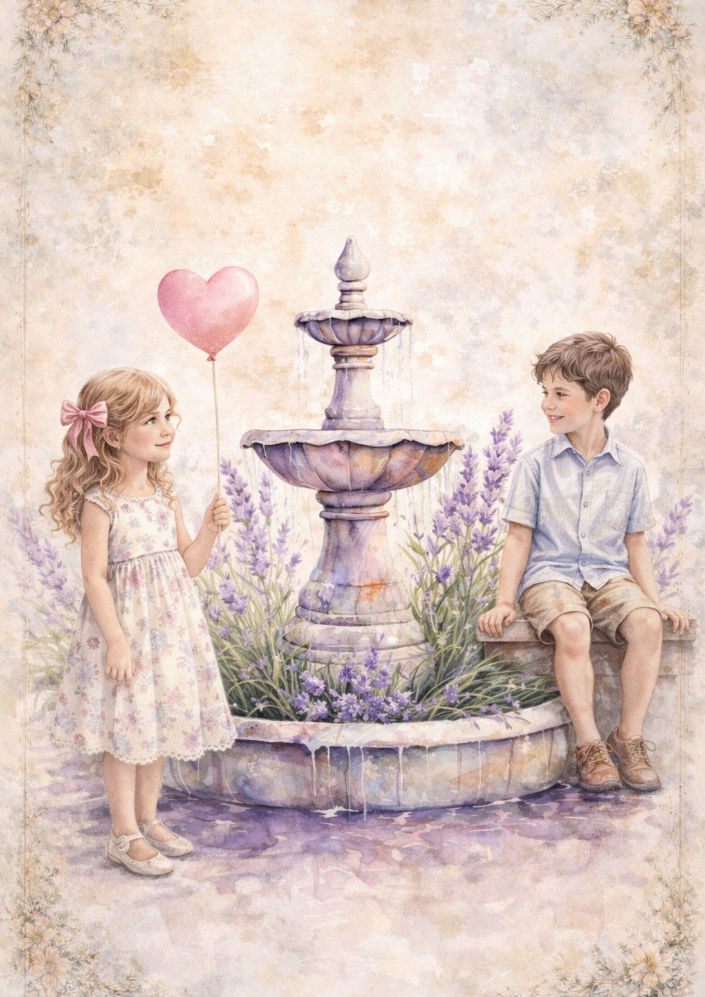 Rice Paper For Decoupage Children at the Lavender Fountain Full Cat. No. 8475