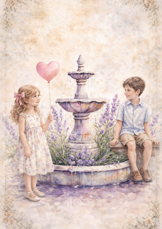 Rice Paper For Decoupage Children at the Lavender Fountain Full Cat. No. 8475
