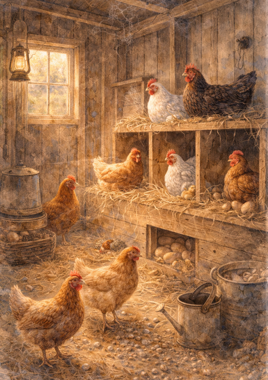 Rice Paper For Decoupage Chickens In A Henhouse Full Cat. No. 8503