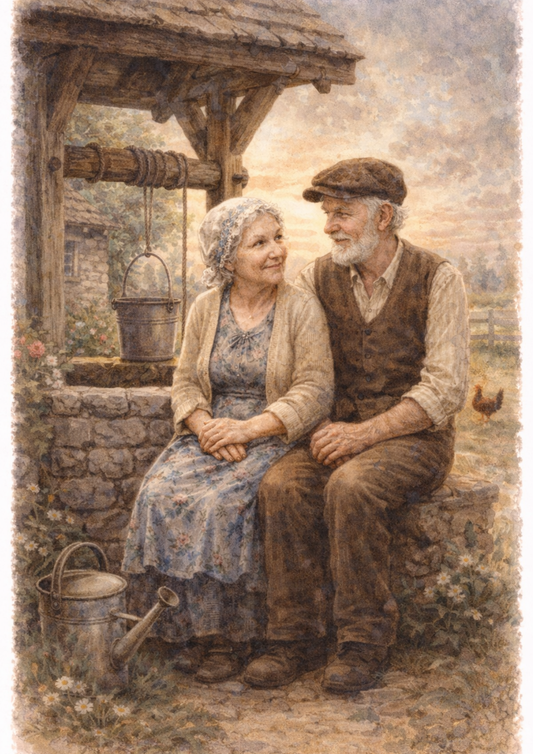 Rice Paper For Decoupage Couple of Old People Full Cat. No. 8505