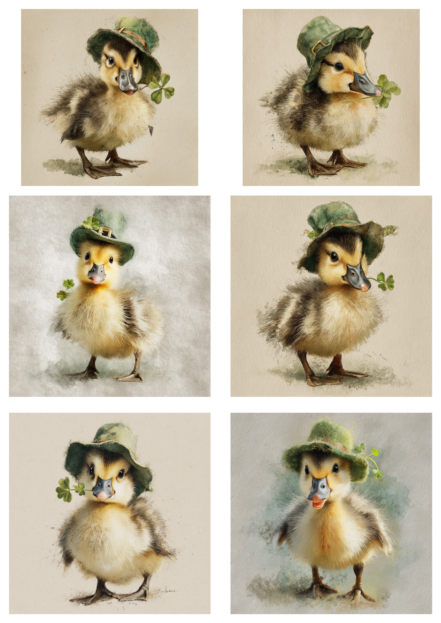 Rice Paper for Decoupage Duck in a Hat St. Patrick's Day Collage Cat. No. 8507