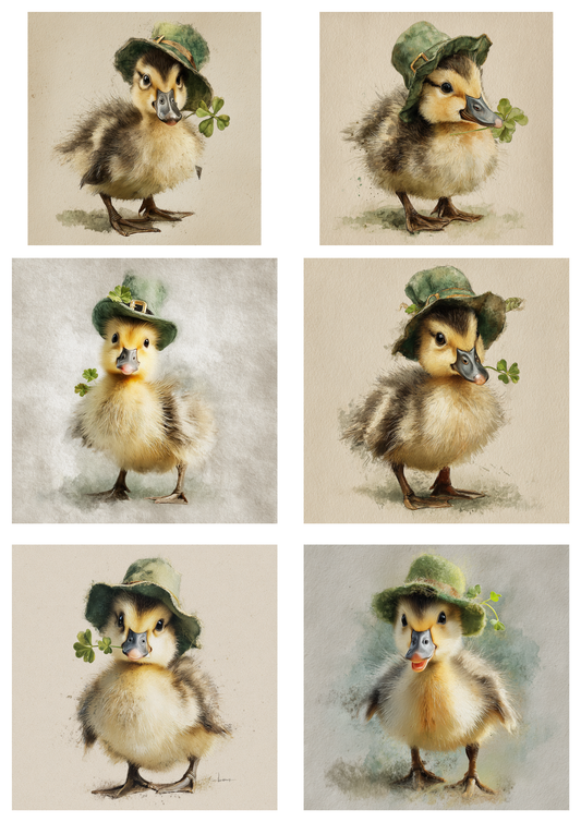 Rice Paper for Decoupage Duck in a Hat St. Patrick's Day Collage Cat. No. 8507