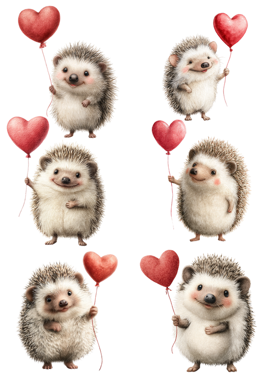 Rice Paper For Decoupage Hedgehog With Heart Collage Cat. No. 8509